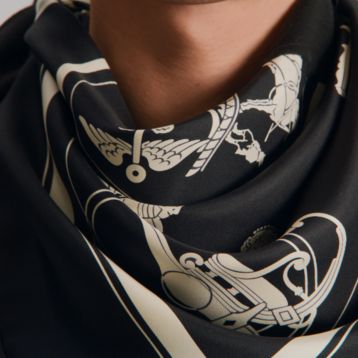 Hybride Ex-Libris scarf 90 - Black | Hermès Mainland China